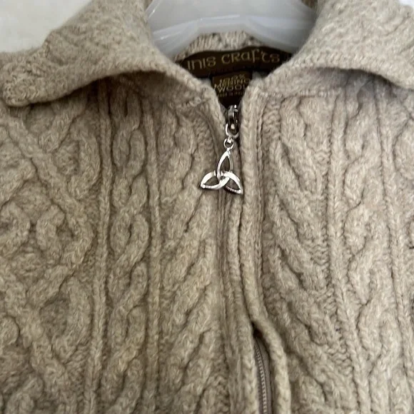 Inis Crafts 100% merino wool zippered cardigan made in Ireland size S - Picture 4 of 16
